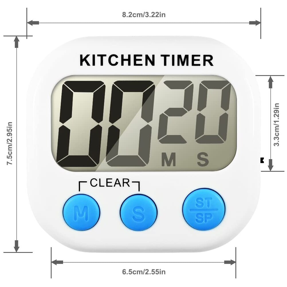 Digital LCD Digital Screen KITCHEN TIMER Square Cooking Count Up Countdown Alarm Sleep Stopwatch Temporizador Clock