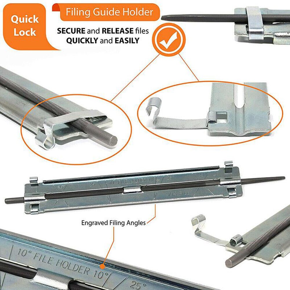 10pcs Chainsaw Sharpening File Kit Alloy Steel Ergonomic Wooden Handle 5/32 3/16 7/32 Inch Home Tools With Carrying Pouch