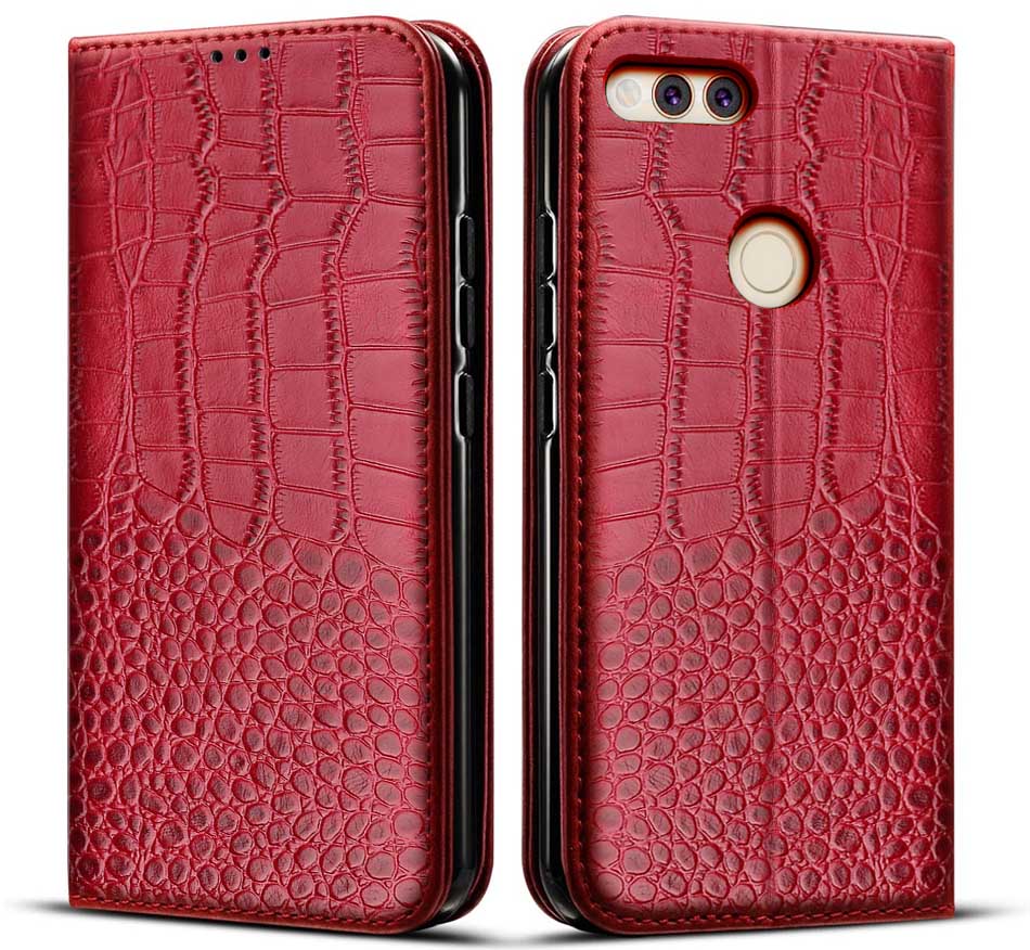 Flip leather Case For Huawei Honor 7X Honor7X 5.93 inch Case Silicone Cover Case For Huawei Honor 7X Phone Cases: Style 1 Red