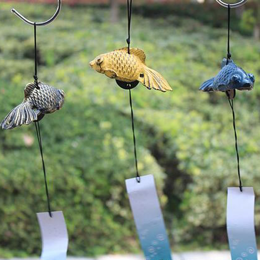 Japanese Goldfish Wind Chime Bell Iron Home Temple Garden Balcony Decor