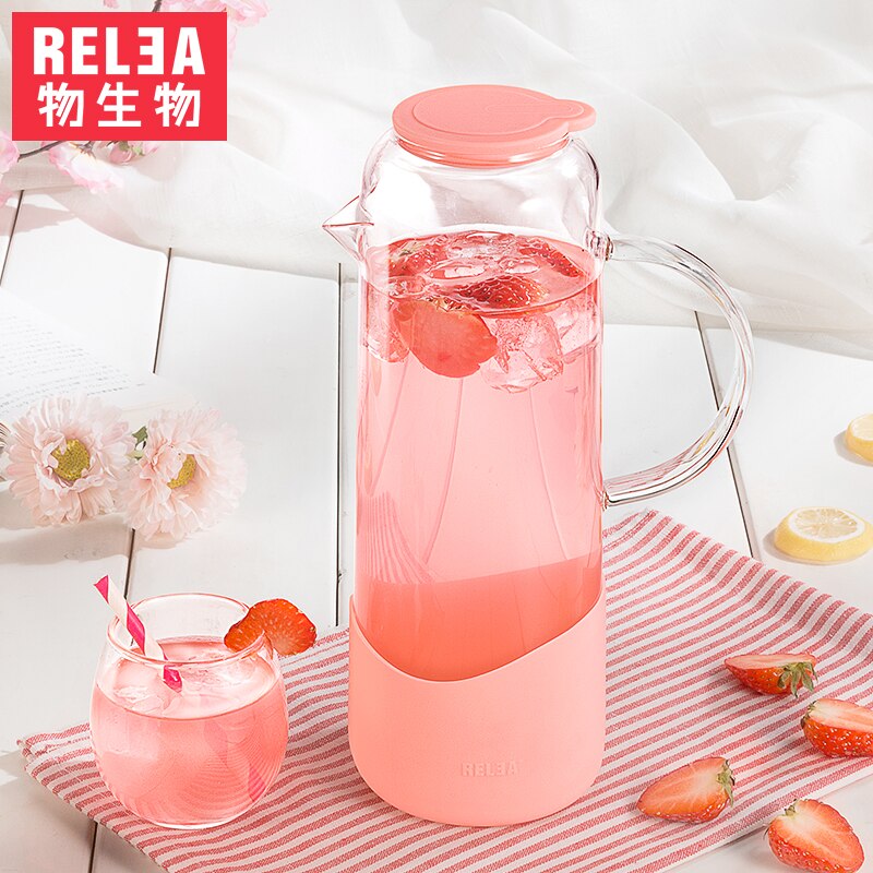 Glas Krug mit Deckel Obst Infusion Eis Tee Krug Heißer Kalten Wasser Borosilikatglas krug Wärme Beständig glas BPA freies