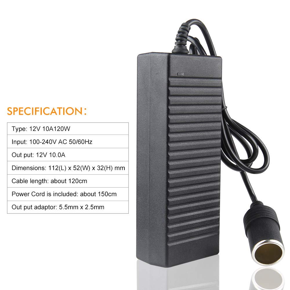 120 W 12 V 5A Auto Omvormer Voeding Sigarettenaansteker AC naar DC Adapter, 100 V/110 V-220 V/230 V/240 V Auto Oplader