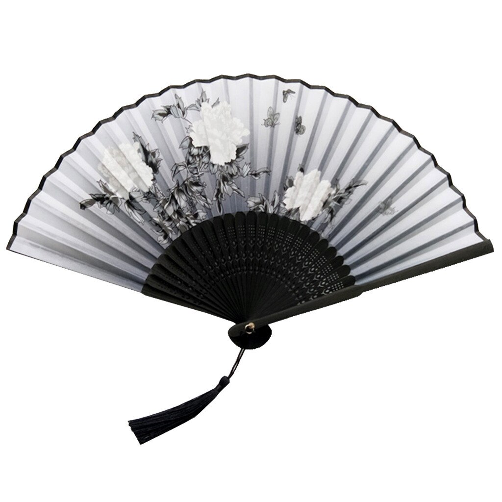 Folding Fans Handheld Fans Bamboo Fans Women's Hollowed Bamboo Hand Holding Fan: E