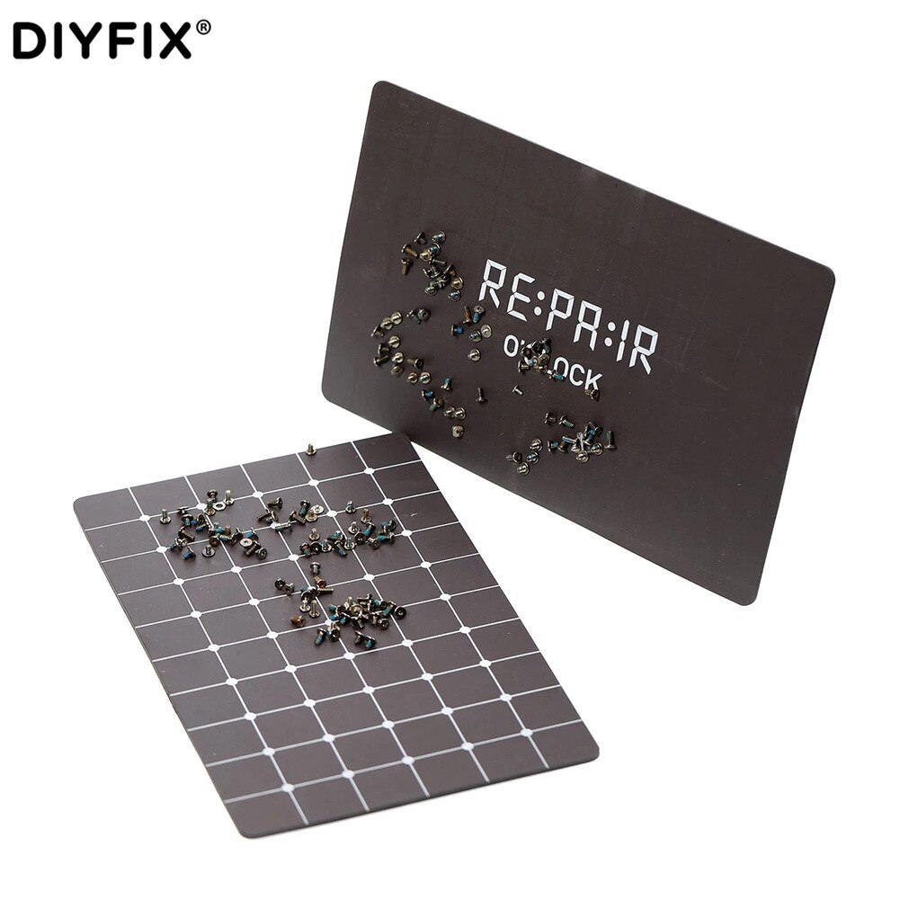 DIYFIX 2UUL 155*98mm Black Magnetic Screw Pad Storage Mat Work Pad Mobile Phone Repair Hand Tools: Default Title