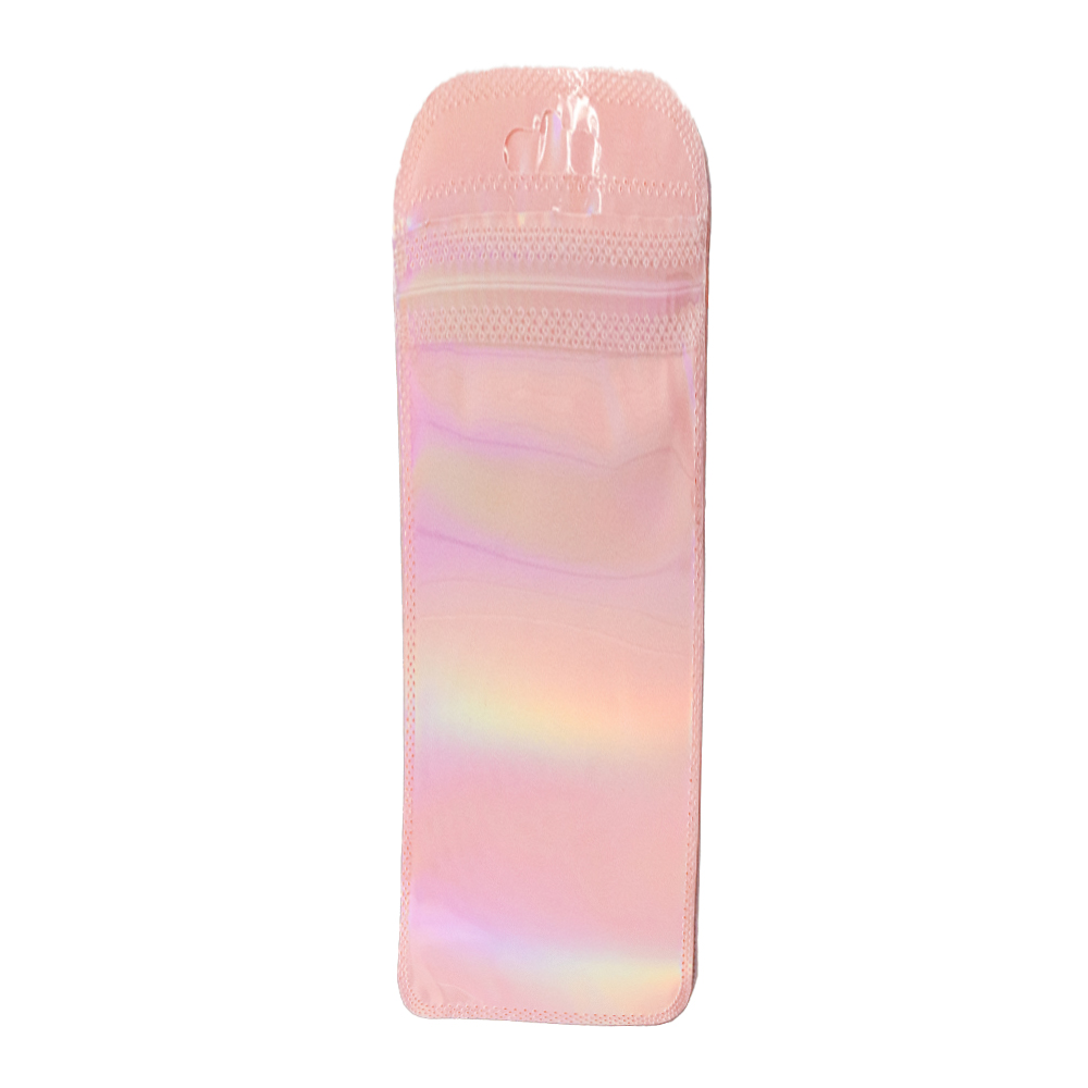 50 Uds. Bolsas holográficas largas de color rosa, bonita bolsa Ziplock para collar, joyería, delineador de ojos, bolígrafos, almacenamiento de embalaje de exhibición para pequeñas empresas