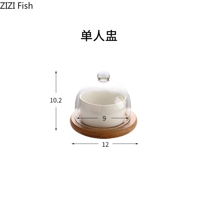 Japanese-style Ceramics Fruit Dessert Plate 2 / 3-piece Set with Lid Sugar Bowl Dessert Platter Home Creativity Tableware