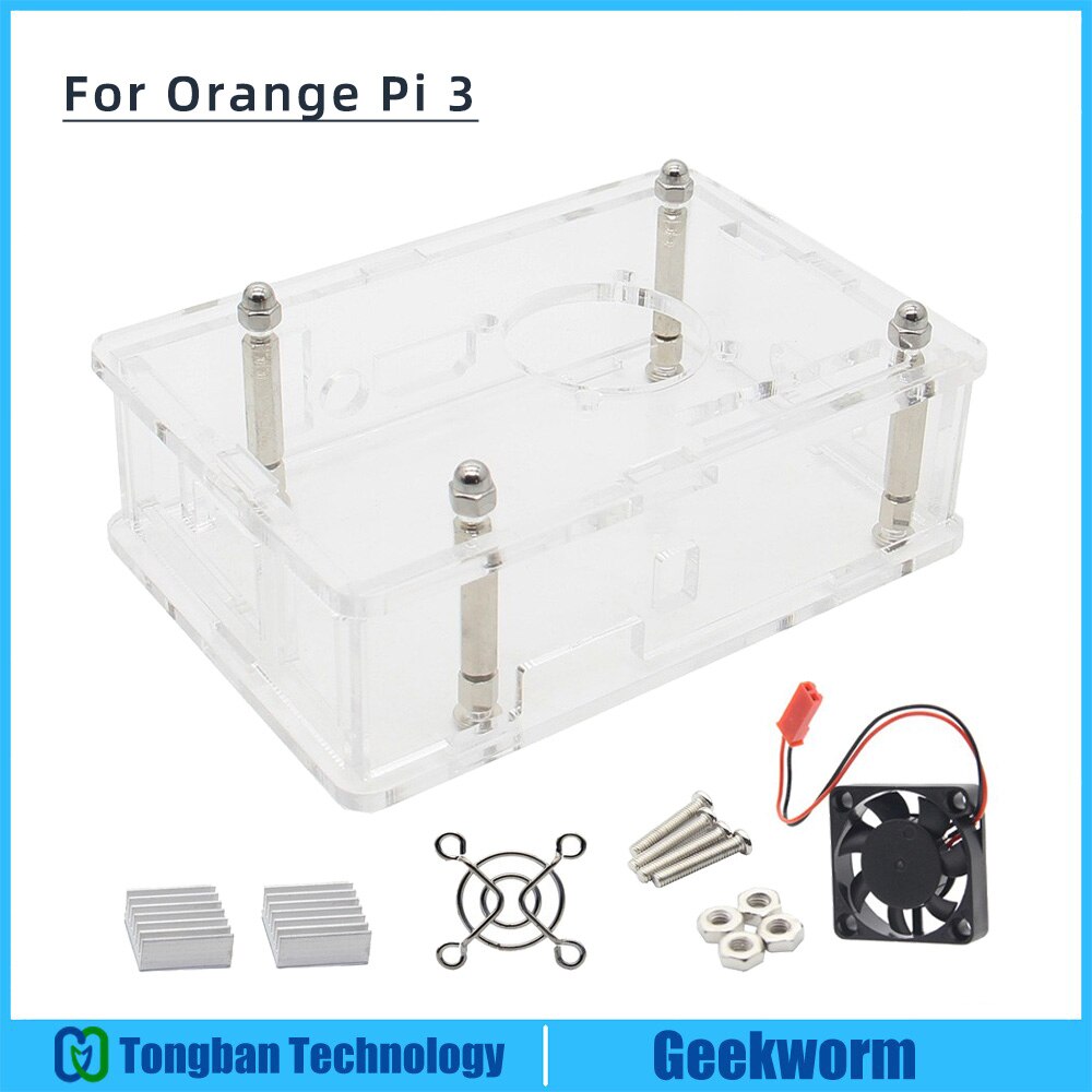 Orange Pi 3 Fall mit Fan kit, acryl Fall + Lüfter + Aluminium Kühlkörper 4-in-1 Set für Orange Pi 3