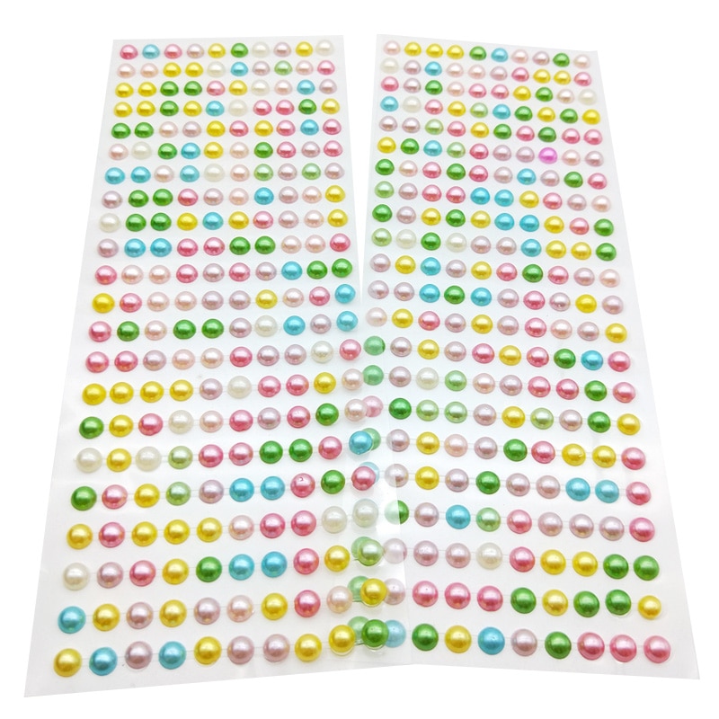 Pegatinas de perlas de colores de 7mm, cuentas autoadhesivas para Diy, calcomanías para móviles, Pegatinas artesanales, Juguetes Diy para niños, accesorios de libro de recuerdos