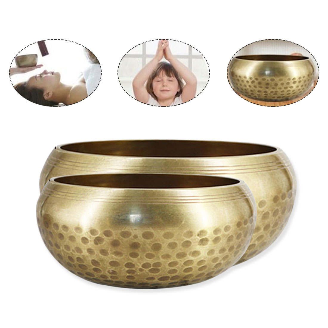 Healing Meditation Yoga Bowl Set Decorative-wall-dishes Resonancewith Mallet Handmade Tibetan Singing Bowl