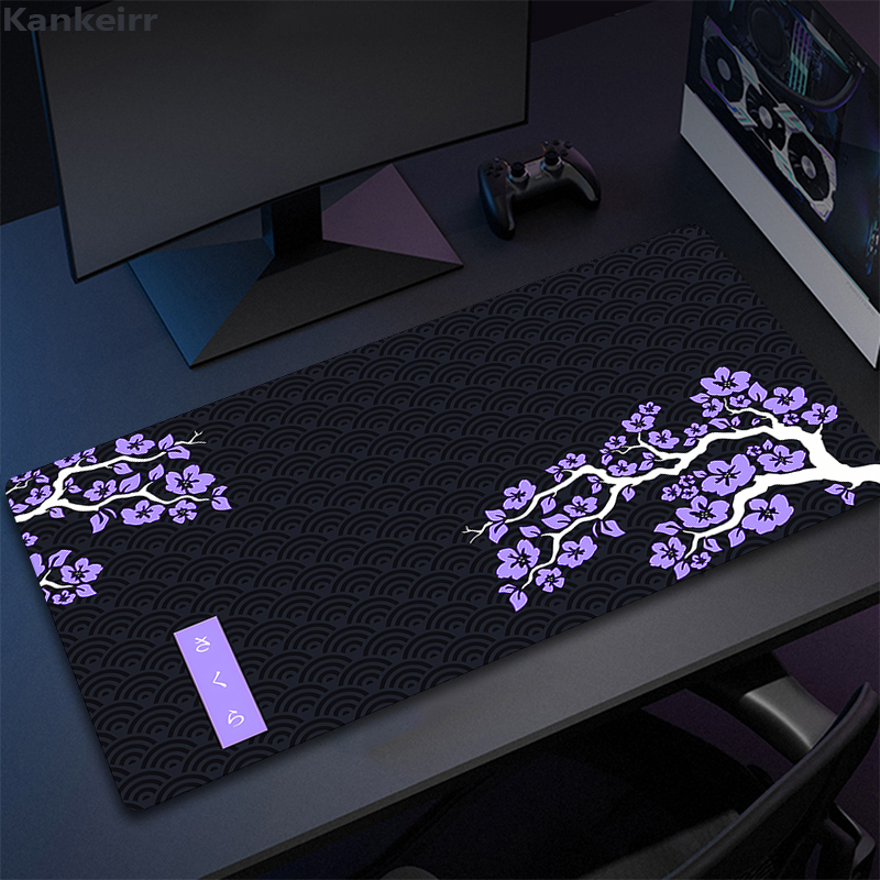 Lila sakura musmatta stora musmattor pc gamer musmatta kontorsmusmattor kawaii skrivbordsmatta gummimattor för tangentbord 900 x 400