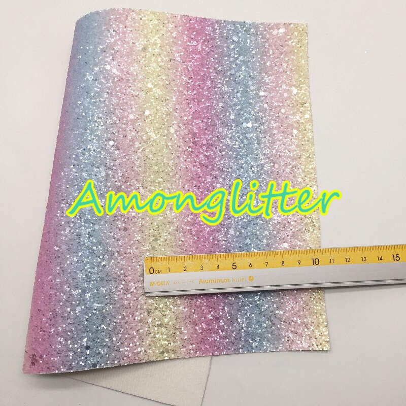 Amonglitter Rainbow hojas de tela de cuero grueso de brillo, tejido brillante para bolsas y zapatos de lazos de bricolaje 21x29cm tamaño A4 MB013A: 1