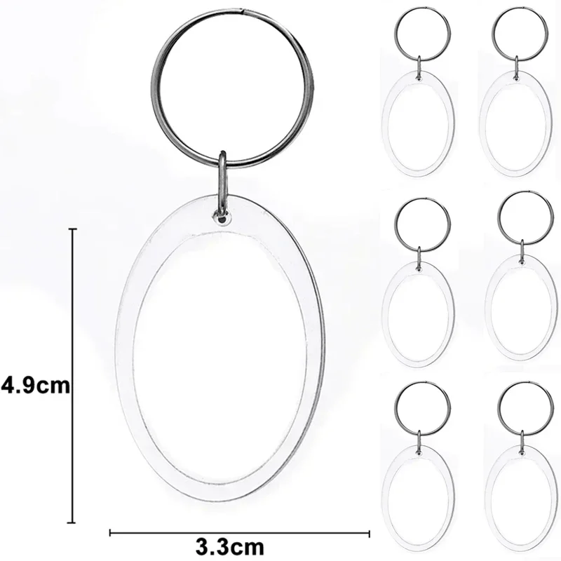 5/50 Stück transparenter Fotorahmen-Schlüsselanhänger, Quasten, schnappen-in, individueller Einsatz, Foto-Acryl-Rohling-Schlüsselanhänger, klarer leerer Bild-Anhänger