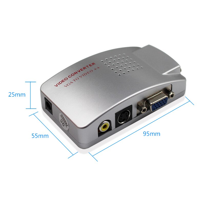 Adaptador de vídeo compuesto VGA a TV para ordenador portátil, convertidor de señal NTSC/PAL para PC, AV, RCA, con soporte de caja s-rgb de vídeo