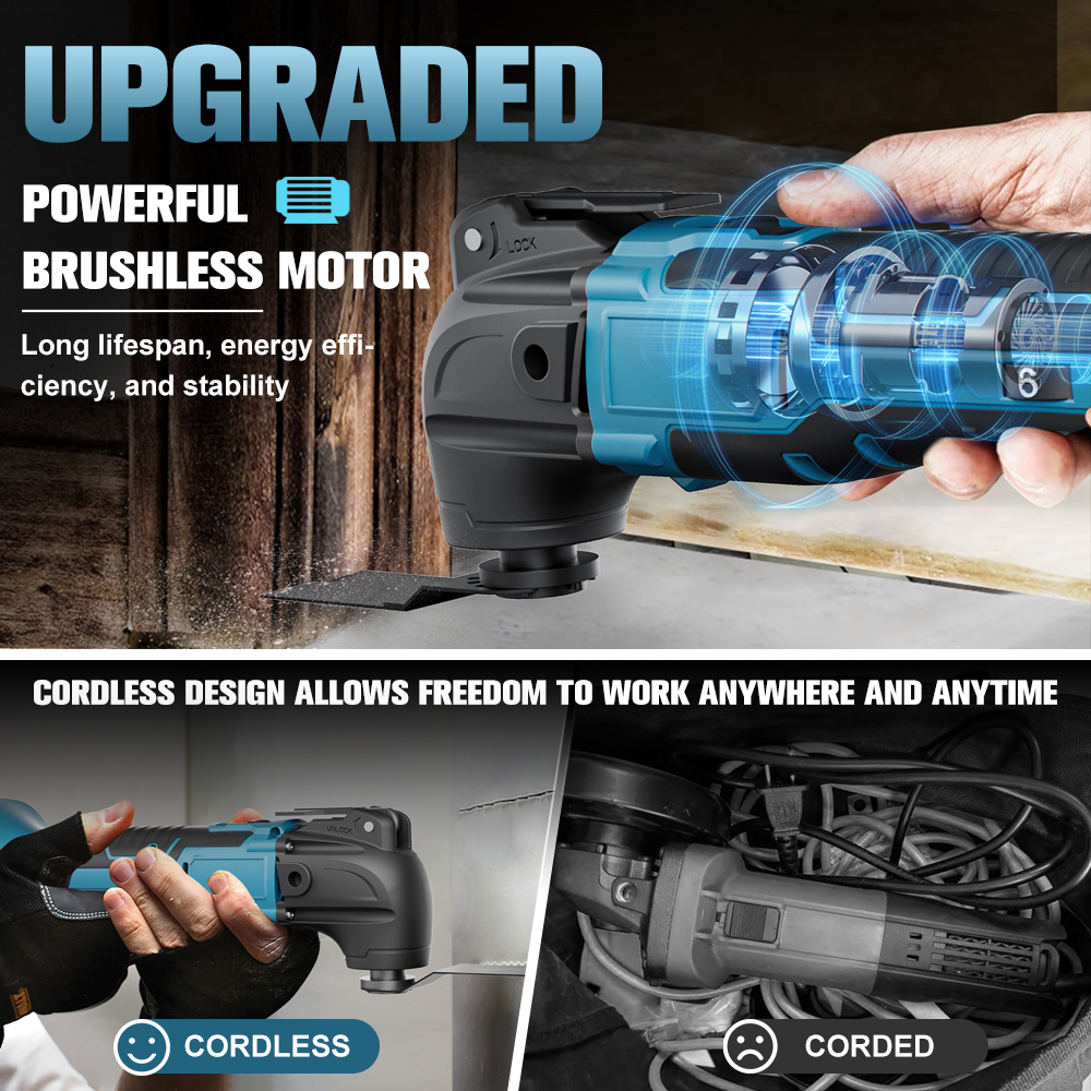 Makita 18V Oscillerande Multiverktyg för Kapning, Skrapning, Slipning - Batteridrivet Verktyg för Hemmabruk