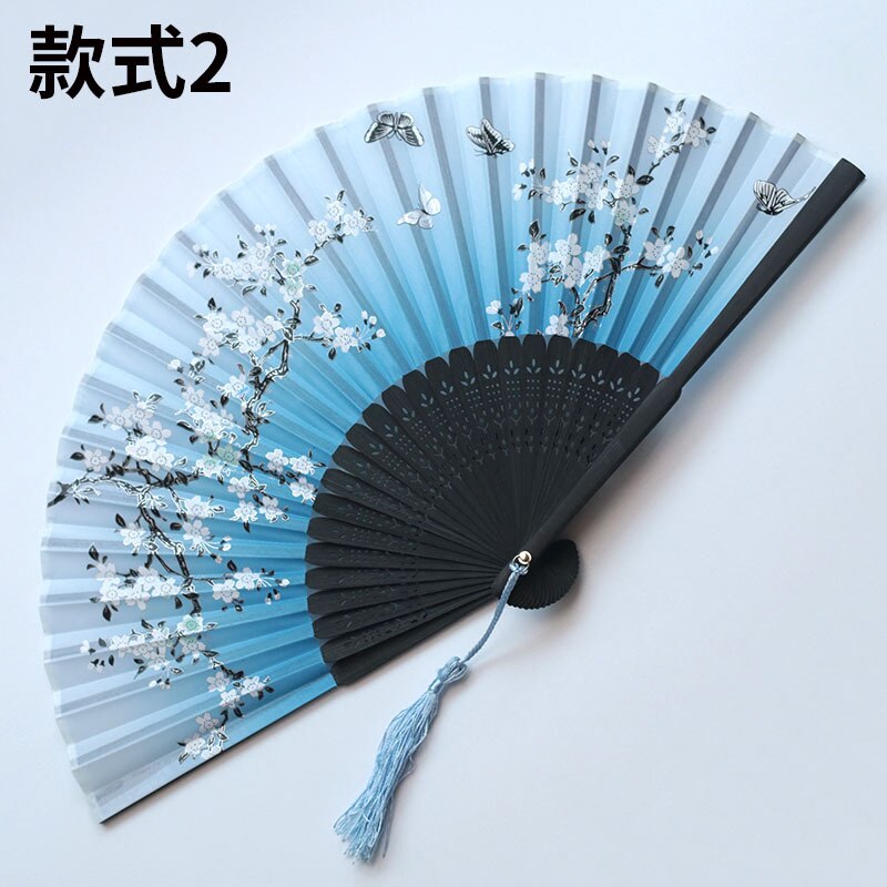 Éventail de danse classique chinois et japonais en soie, à tige en bois, de , , pour femme, décoration de la maison: 2