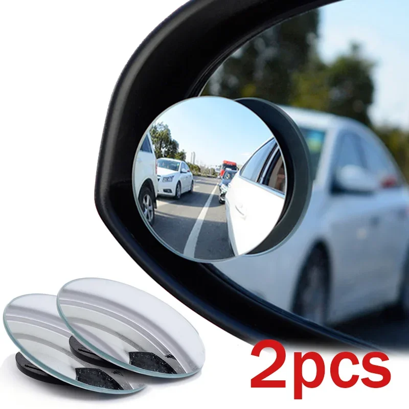 Espejo de punto ciego ajustable de 360 grados, espejo retrovisor convexo auxiliar para coche, marco redondo, espejos gran angular, marcha atrás, 2 uds.