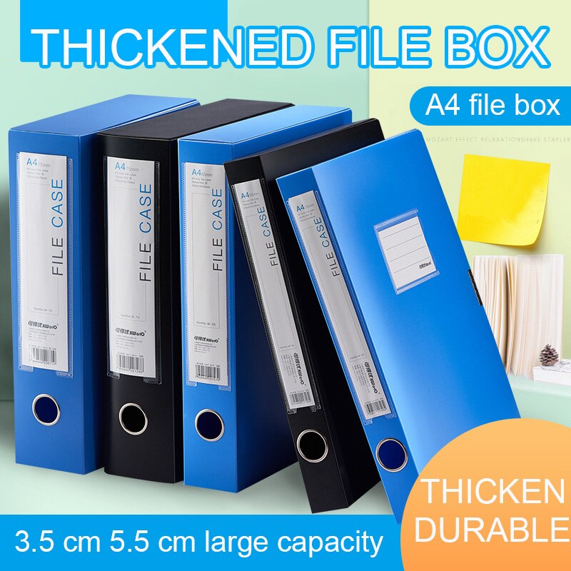 Pvc Archive File Box A4 Storage Box Plastic File Folder Box 35mm 55mm 75mm Office Supplies File Storage File Box Data Box