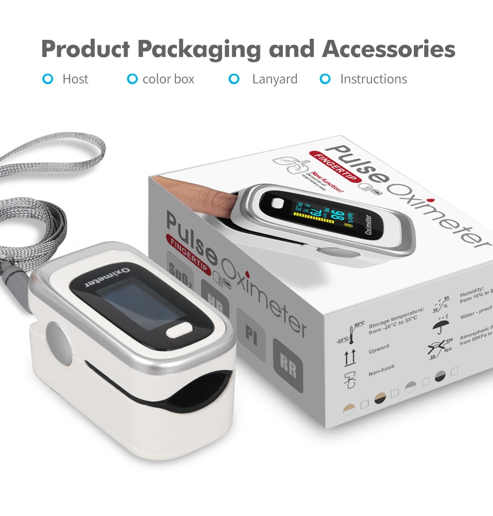 Oxímetro de pulso OLED, Monitor de ritmo cardíaco, oxímetro SPO2 PI RR para el hogar, medidor de oxígeno en sangre, cuidado de la salud oximetro de dedo oxímetro pulsioximetro dedo saturometro d