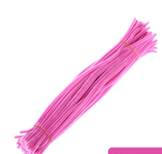 100 stuks/set educatief speelgoed montessori materialen chenille kinderstokjes puzzel knutsel kleurrijke pluche stokjes handgemaakt doe-het-zelf speelgoed: Roze