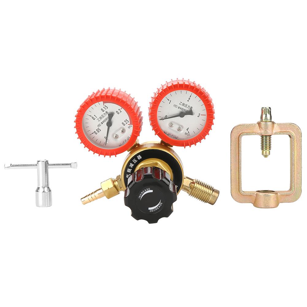 0.01-0.15MPa Acetylene Gas Pressure Reducer Air Flow Regulator Gauge Meter Shockproof Mini Household