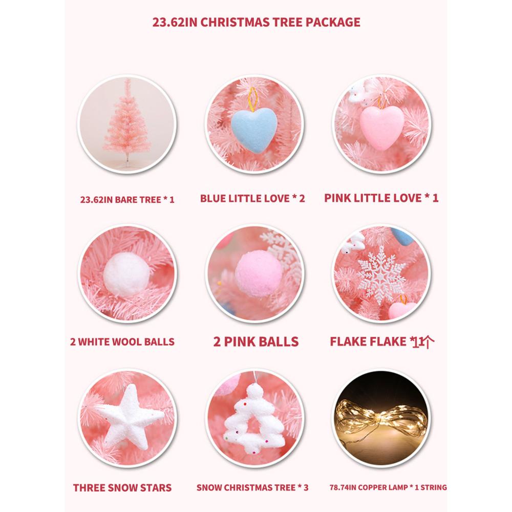 LED Pink Christmas Tree 60cm Package Christmas Tree Christmas Home Decor