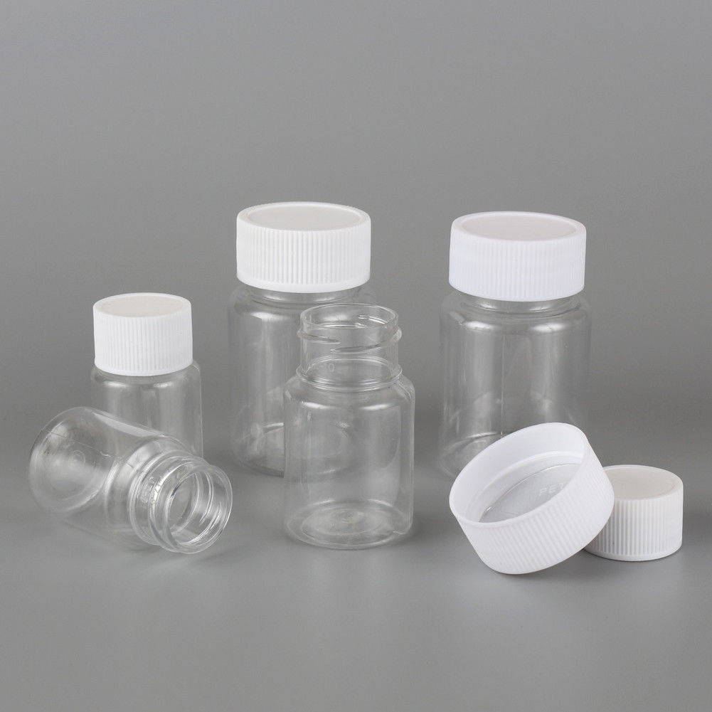 50PCS X 15ml-60ml Clear PET Seal Plastic Empty Liquid Bottles Vial Reagent Sample Container Plastic Cap with Gasket