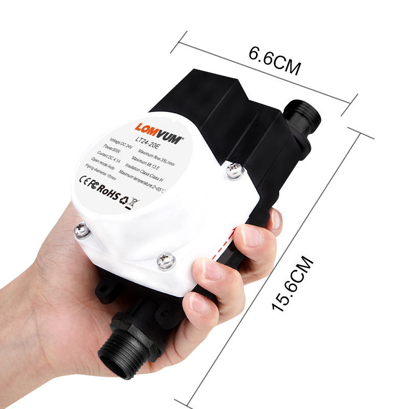 LOMVUM Booster Pump Brushless Water Pump 24V 65W 13.5M Auto Pressure Controller IP56 Household Water Heater Boost For Home