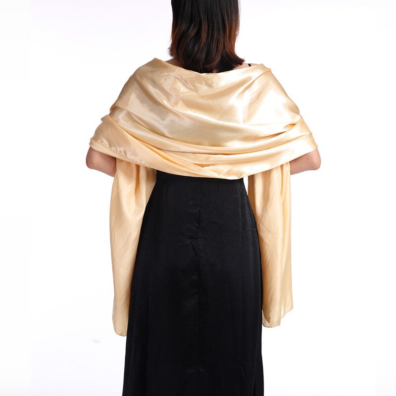 Ensfarvet satin aftenkjoler fest sjal tørklæde til kvinder brudekjole sjal foulard femme brude boleroer trækker på skuldrene vikler: 10