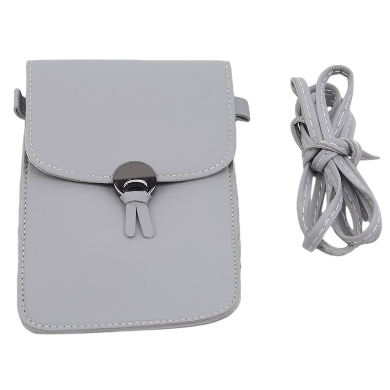Women Screen Mobile Phone Bag Mini Messenger Bags Lady Handbag Purses Small Phone Bag: Light Gray
