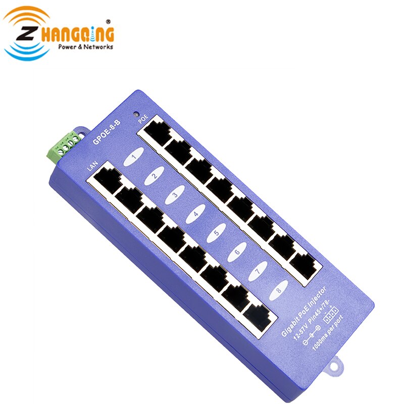 8 Port Gigabit PoE Injector 1000M Version With 24V 60W Power Supply For MikroTik, Ubiquiti, 24v PoE Devices