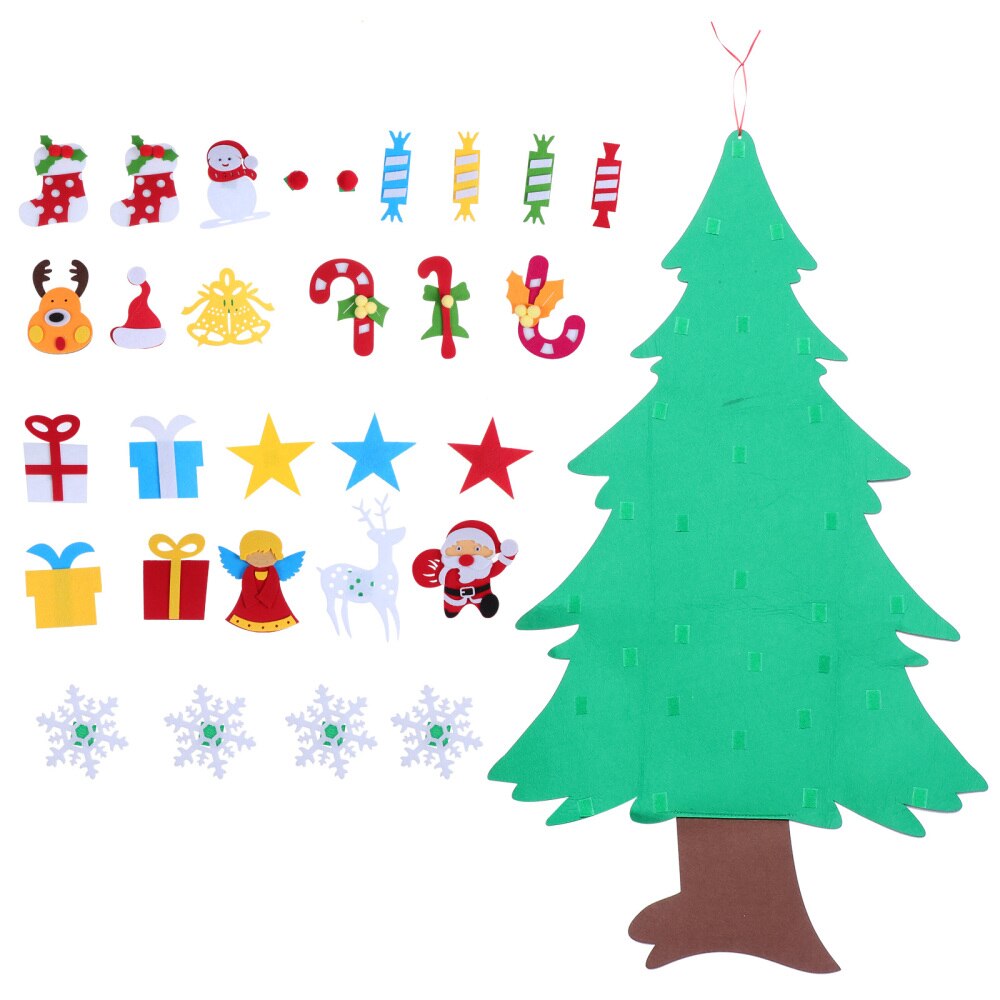 1 Set DIY Wall Decor Felt Christmas Tree Hanging Ornament Lovely Christmas Decor