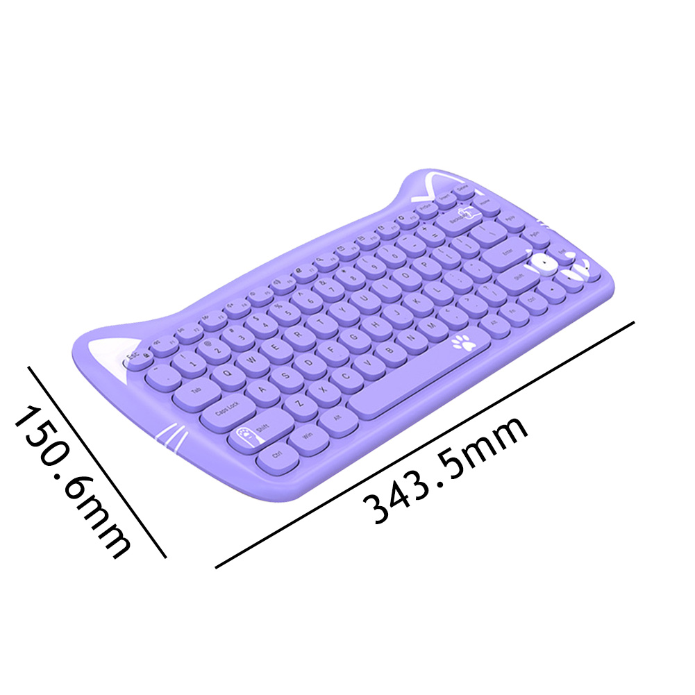 AJAZZ 84 Key Wireless Keyboard Mouse Mini Wireless Keyboard Keyboard Bluetooth-compatible 2.4G Cat Shape Mini Keyboard: B