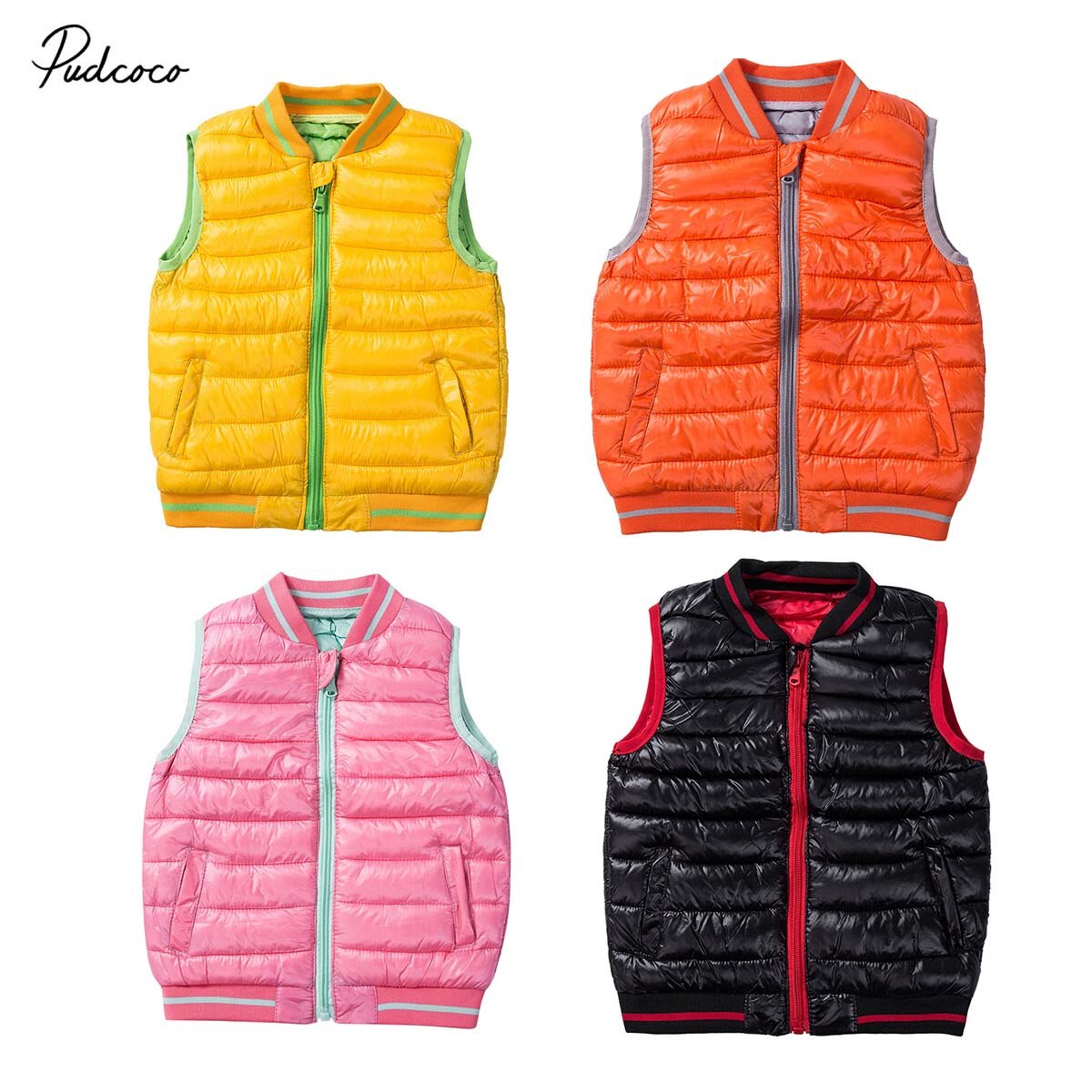 Babyvest vester låve baby takrenne jenter Vest Vest varm ermeløs jakke frakk vinter varm fast snødrakt 2-7t