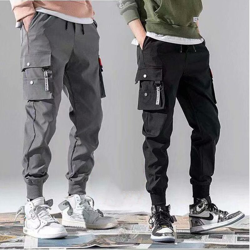 Hip-hop drenge overalls med flere lommer til mænd japansk streetwear haremsbukser punk fritidsbukser sportstøj mænds dansebukser