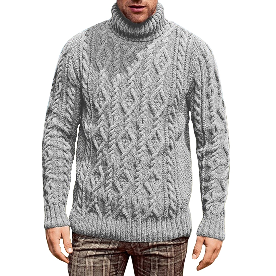 Puimentiua 4 Kleur Mannen Trui Effen Kleur Lange Mouw Turleneck Winter Gebreide Blouse Casual Plus Size Truien Trui: color 1 / M