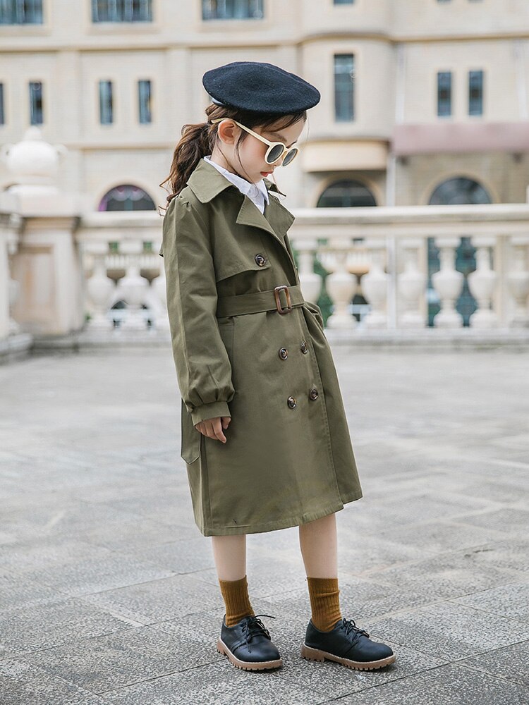 Gabardina Lisa para niñas, abrigos rompevientos de a la , prendas de vestir largas para adolescentes, tops 16y WS992, novedad de primavera y otoño de