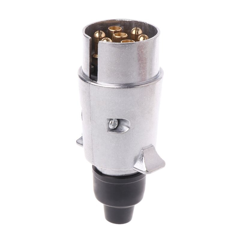 gorący 1 Pc trwałe 7 Szpilka ze stopu aluminium ze stopu aluminium wtyczka ciężarówka z przyczepą holowania elektryczny DC 12V złącze ue wtyczka dla pojazdu samochodów ciężarówka