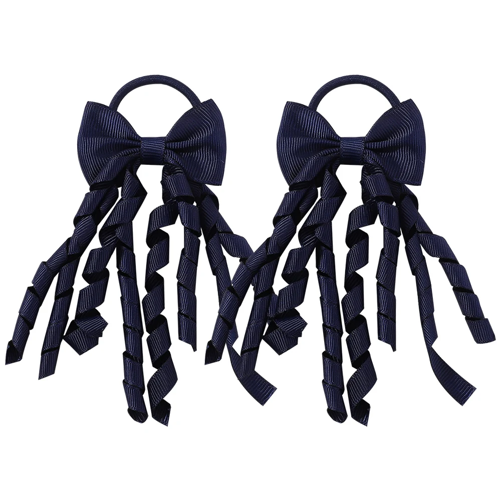 BABY BOWS Baby Meisjes Haarbanden Strikken 3 Inch Grosgrain Lint Krullend Korker Haarelastiekjes Elastische Kleurrijke Kinderen Haarband: GRIJS