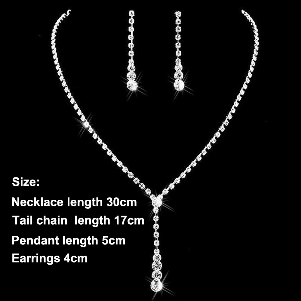 Women Girl Dressing Home Rhinestone Durable Casual Birthday Earring Shopping Necklace Set