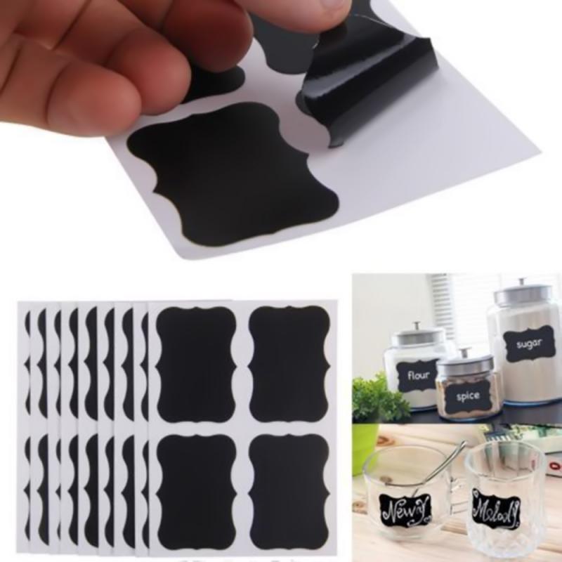36Pcs Uitwisbare Schoolbord Sticker Craft Keuken Jam Potten Fles Organisator Label Waterdichte Krijt Board Keuken Sticker: Default Title