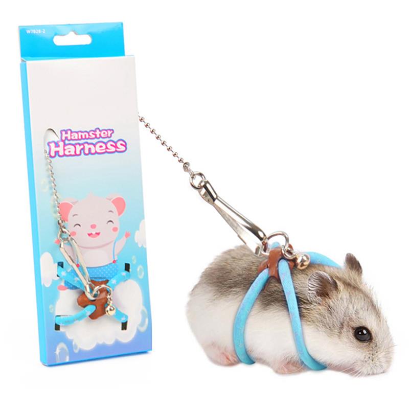 Hamster koppel sele set justerbart litet djur koppel med klocka husdjur gångband för för råtta chinchilla hamster tillbehör