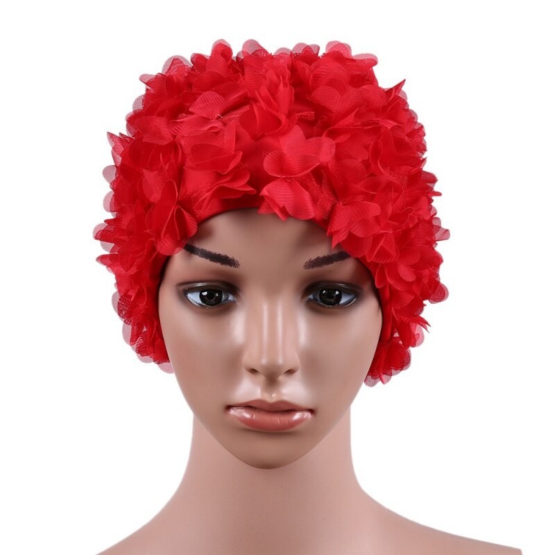 Gorros de natación con flores tridimensionales para mujer, gorro de baño con de pétalos de flores de colores, gorro de baño para mujer, gorro de baño para Pelo Largo