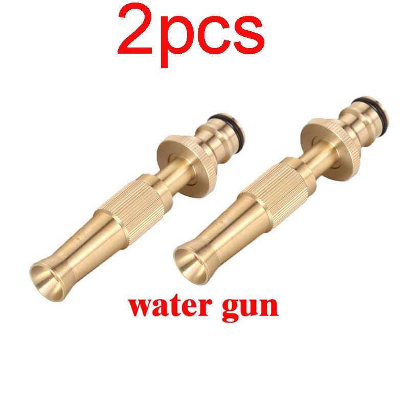 Brass High Pressure Hose Nozzle Squirt Water Gun Direct Spray Sprinkler Quick Connector for Home Garden Watering Car Wash Gun: water gun-2pc