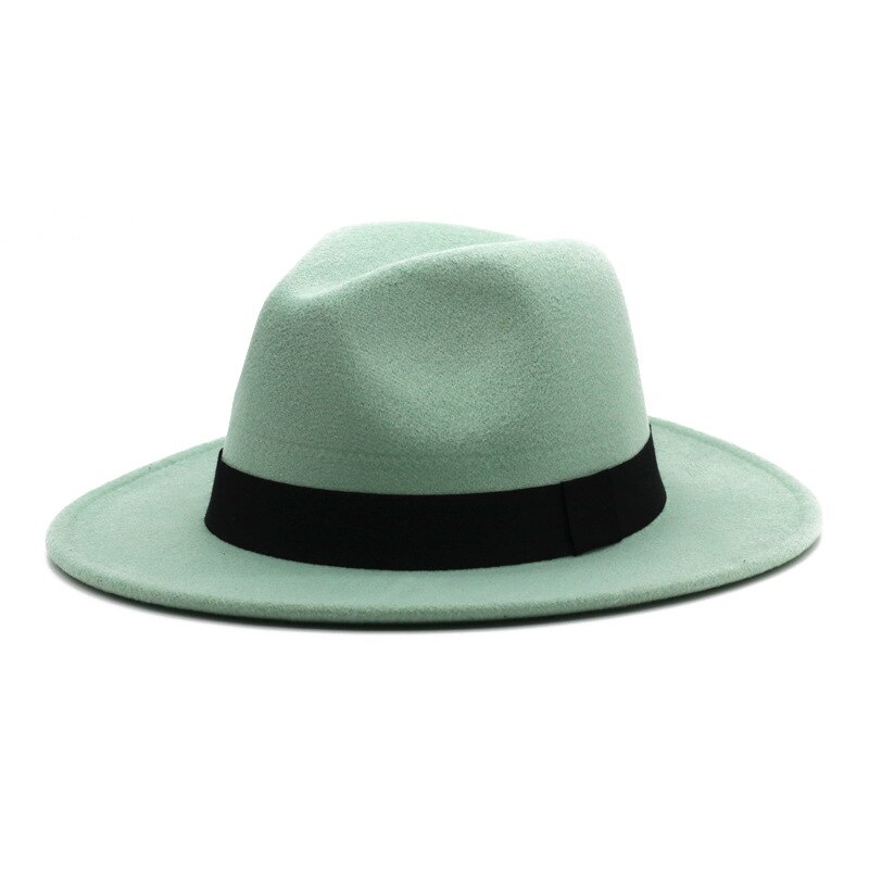 Muts Fedora Hoed Meer Blauw Lente Kleur Jazz Kerk Hoed Unisex Blauw Hip-Hop Wilde Fedora Hoed шляпа Женская: 19