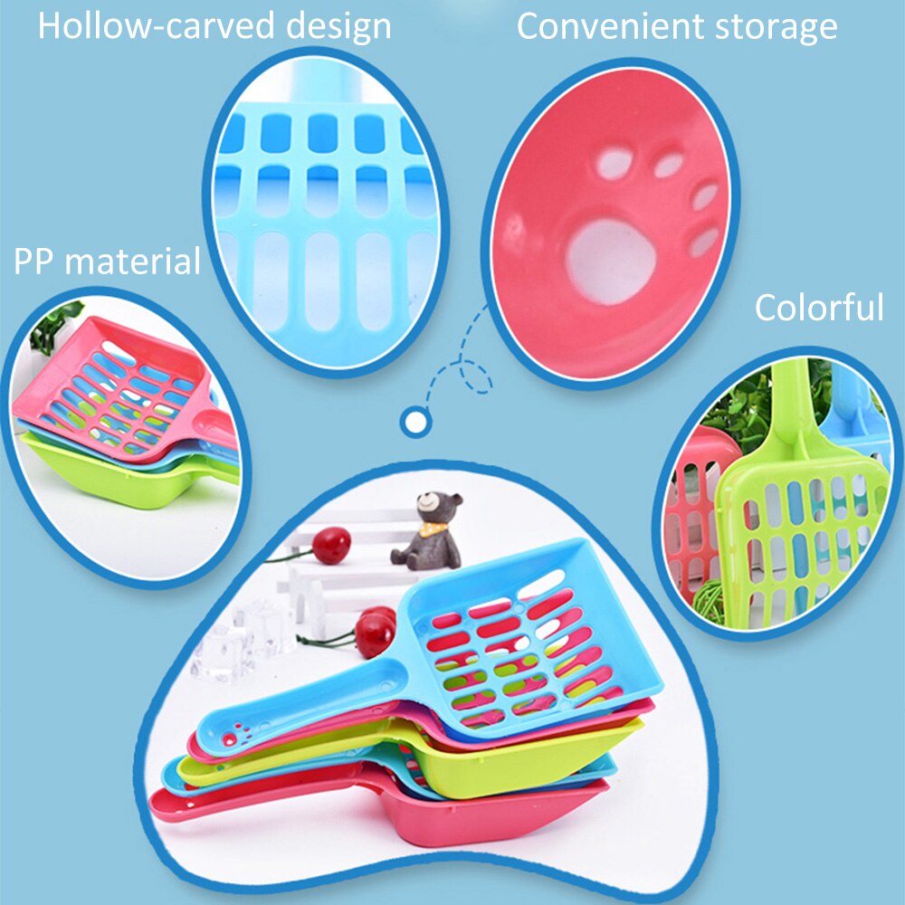 Eco-Friendly Pet Cat Litter Scoop Convenient Plastic Cleanning Tool Puppy Kitten Poop Shovel With Garbage Box Pets Cats Supplies