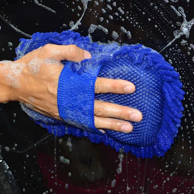 Esponjas de microfibra para lavado de coches y motocicletas, manopla de lavado de polvo de chenilla, guantes de limpieza para motocicleta, herramientas de esponja para lavado de coches y Motor, 2 uds.