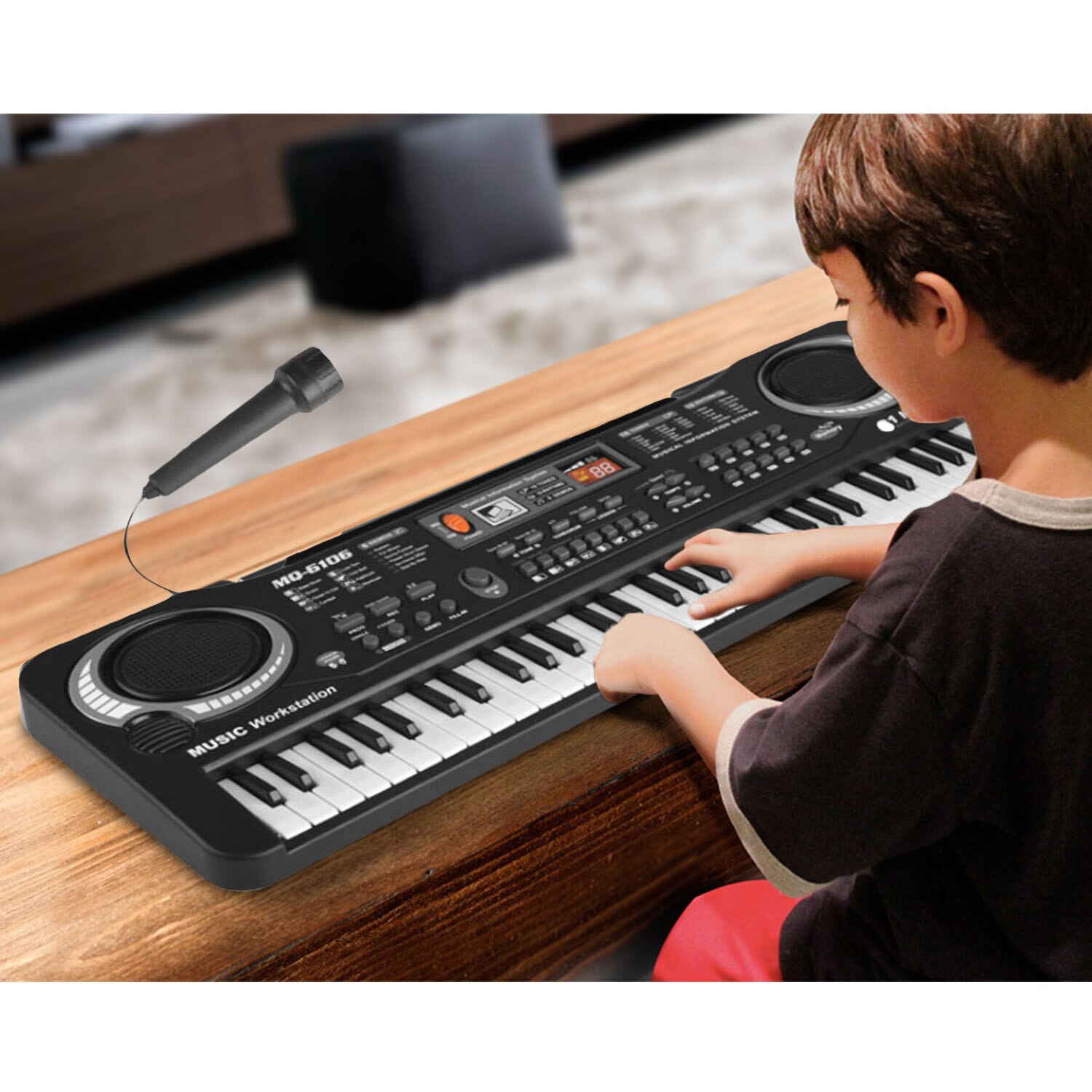 Multifunktionel 61-- nøgle elektronisk keyboard klaver musikalsk undervisningslegetøj med mikrofon til børn børn fødselsdag us-stik