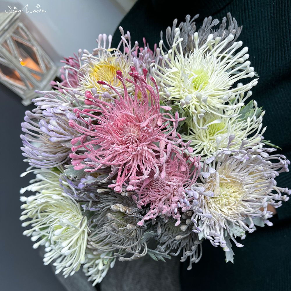 SunMade – Fleur Artificielle touffue de , coussin en plastique, branche courte, décoration pour salon, mariage