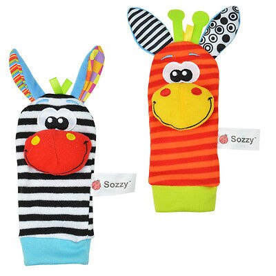 Baby Baby Cartoon Dier Zachte Rammelaars Polsband Handbells Hand Foot Finders Sokken Developmental Toy