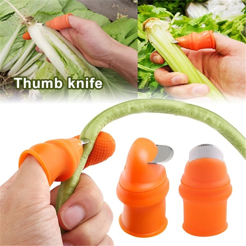 Silikon tumkniv skördeväxt kniv anti-cut finger täcka trädgård grönsaksträdgård